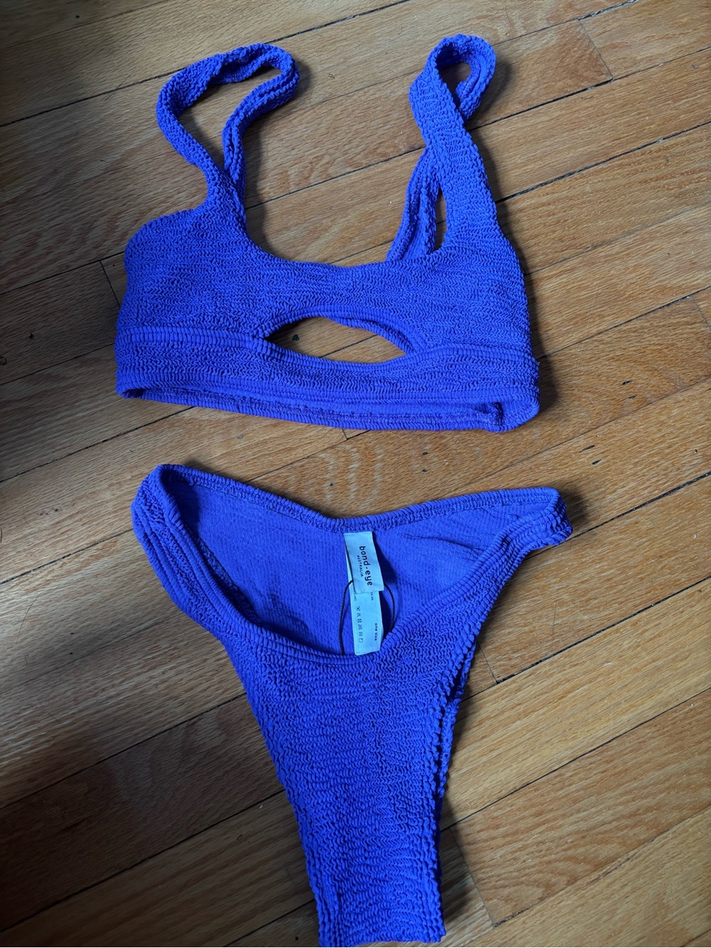 bond-eye Purple Textured Cutout Bikini Set